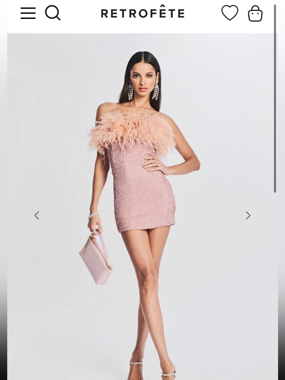 Torin Sequin Feather Dress NWT blush